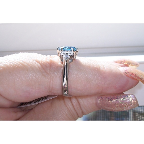 STAINLESS STEEL Simulated London Blue Topaz Ring - Picture 5 of 12